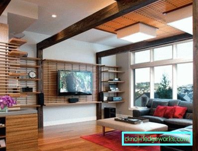 Design de parede com uma TV na sala de estar - idéias de design foto